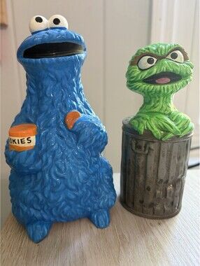 Gorham Sesame Street Cookie Monster Oscar Grouch Ceramic Figurine Set